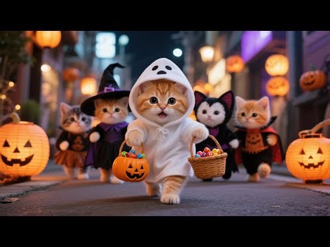 Ginger Kitten Dresses Up as a Ghost 👻 Goes Trick or Treating on Halloween Night