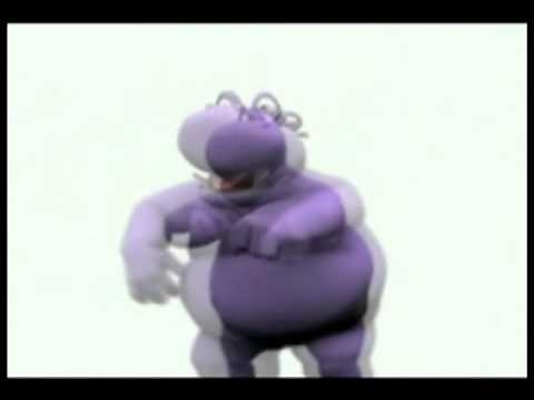 Purple animated hippo dancing reggaeton