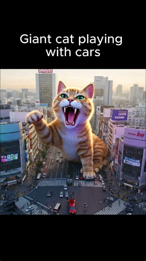 GIANT cat playing with CARS 🐈🐈 !!! CUTE !! #shorts