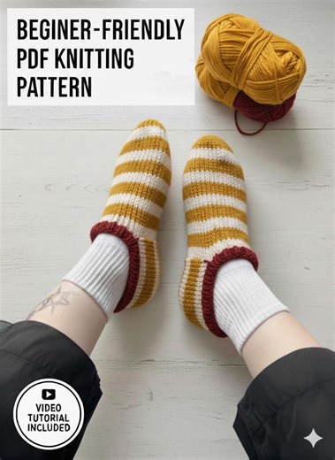 Sailor Slippers Knitting Pattern PDF | Felted Wool House Shoes Knit Pattern | Beginner Striped Slippers Tutorial | Video Link | NOVORAGB - Etsy