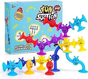 Suction Toys,11Pcs Large Suction Silicone Sucker Toys Starter Set,Baby Bath Toys,STEM Toys,Window Toys,Sensory Toys for Autism,Stress Relief Toys for Adults,Boys Girls Birthday Xmas Gifts