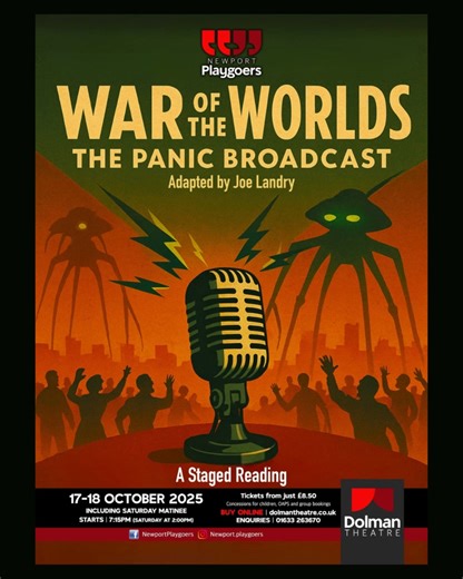 Thank you to all our cast and crew for a fantastic journey with Songs for a New World! Don't miss our next production: October 17-18 we bring you a radio play about a radio play... WAR OF THE WORLDS: THE PANIC BROADCAST Tickets: https://bit.ly/46CJCxW Box Office: 01633 263670 | Newport Playgoers | Facebook