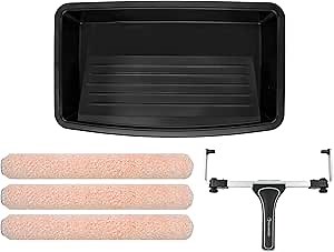 ROLLINGDOG 5PC 18 Inch Paint Roller Kit -18 Paint Tray, Wide Paint Roller 18 Inch Kit, Microfiber Roller Sleeves(Pack of 3)