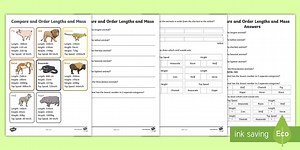 Compare and Order Lengths and Mass Worksheet