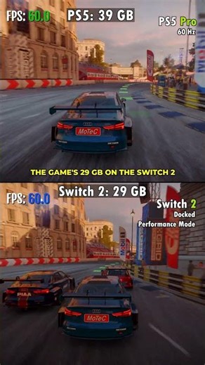 Grid Legends Game Size on Nintendo Switch 2 vs. PlayStation 5