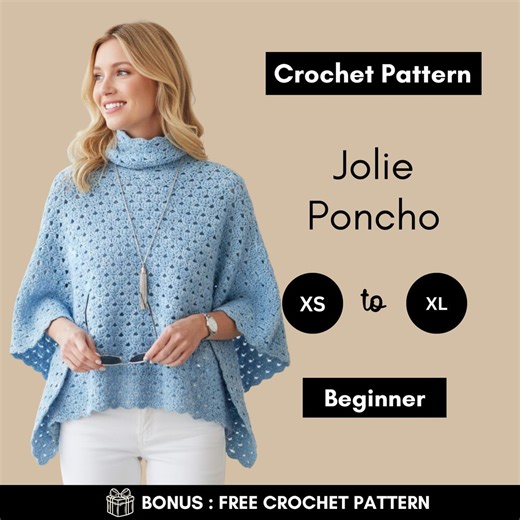 Jolie Poncho Crochet Pattern, Modern Shell Stitch Cape (PDF Download) - Etsy
