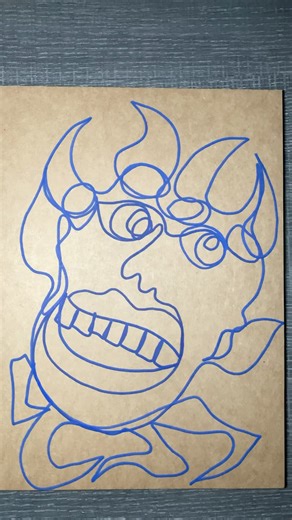 Blind contour demon drawing #shortsdrawing #horror #art