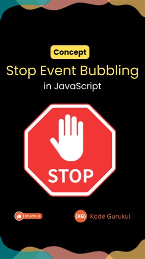 Kode Gurukul | Web Development | HTML | JavaScript | CSS on Instagram: "💡How to Stop Event Bubbling in JavaScript.💡 In this video we have discussed the way we can stop event bubling in Javascript. #javascript #html #html5 #css3 #cssanimation #learnhtml #learncss #csstips #csstipoftheday #webdeveloper #ui #ux #uidesign #uxdesign #webdevelopment #frontenddeveloper #frontendwebdeveloper #javascript #reactjs #javascriptanimation #tailwindcss #bootstrap #reels #evetbubbling #interview #interviewque