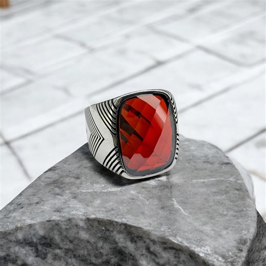 Mens Red Ruby Ring, Turkish Handmade Silver Men Ring, Ottoman Style Ruby Ring, 925 Sterling Silver Ring, Gift for Him, Men Jewelry Gift - Etsy