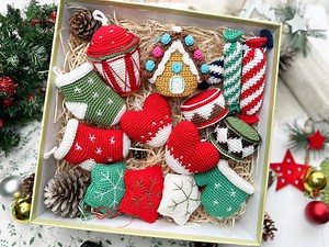 Crochet Christmas Ornaments Pattern: Gingerbread House, Star, Heart and More (PDF) - Etsy