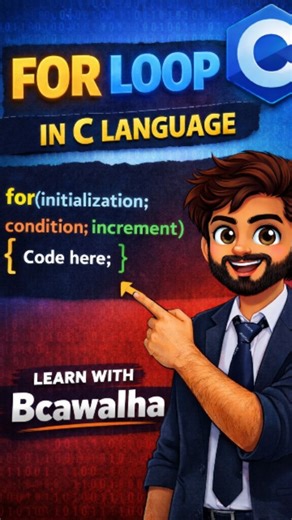 𝐂𝐨𝐝𝐞 𝐖𝐢𝐭𝐡 𝐁𝐂𝐀𝐰𝐚𝐥𝐡𝐚 on Instagram: "Working of for loop in C language 🔥 Day 06/100🎯✅ #ForLoop #CProgramming #CLanguage #ProgrammingTutorial #LearnCoding #LoopInC #CodingBasics #BCAwala #CCode #CodingReels #BeginnerCoding #ForLoopSyntax #ProgrammingTips #LearnToCode #TechReels #CDeveloper #ProgrammingReels #CodingTutorial #CForBeginners #CodeWithMe #CTutorial #CodingForBeginners #ComputerScience #CodingLife #ReelsCoding#bcawalha"