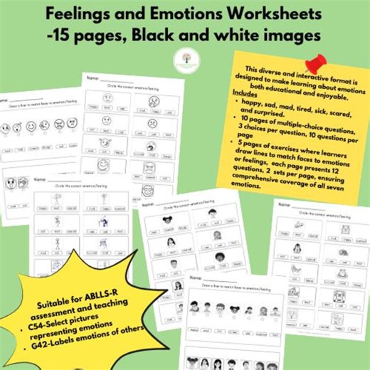 Emotions Multiple Choice Worksheets Set - Etsy