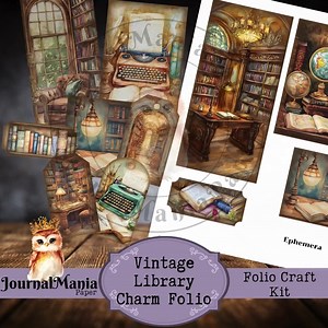 Vintage Library Junk Journal Kit: Trifold Folio, Booklover DIY (digital Download) - Etsy