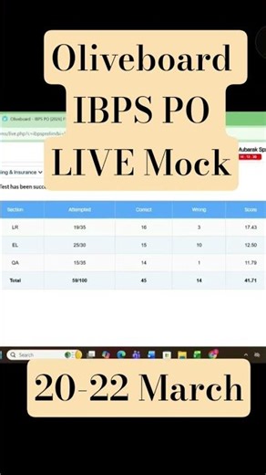 Oliveboard IBPS PO LIVE Mock 20-22 March. Share Your Score #ibpspo