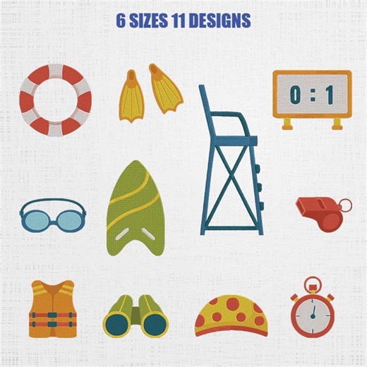 Swimming Pool Lifeguard Embroidery Set - 11 Pool Safety Design Digital File - 6 Sizes - Etsy