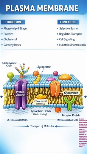 What is the structure and function of Plasma membrane #biology #cellmembrane #membranepotential