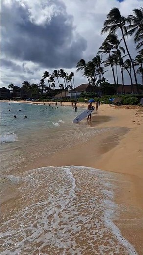 Rain stopped for the day on Poipu Beach to resume all week on & off showers