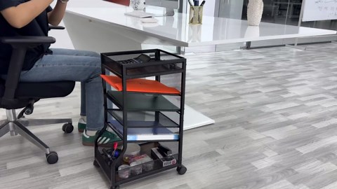 keomaisyto 6-Tier Standing File Organizer for Office Organization, Under Desk File Holder with Sliding Mesh Paper Letter Trays, Slim Rolling File Cart with Wheels for Home/Office/Study