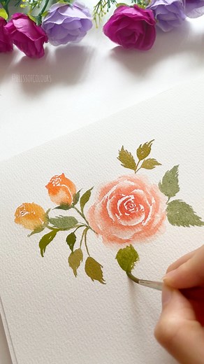 Autumn Inspired Watercolour Roses 🧡🍂 #watercolourflowers #watercolorroses #rose #watercolorflorals #watercolor #水彩 #aquarelle #painting #watercolorflowers | Bliss Of Colours