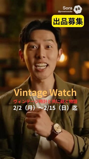 【出品募集】 2/2（月）～2/15（日）迄 時代は変わろうとも静かに時を刻み続けてきたものがある。それは確かな鼓動を奏でるヴィンテージ時計。腕にするのはこれからのあなた自身の物語