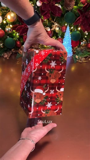 Stu Lux on Instagram: "✨ 3D Gift Wrapping 💃🎶 with this Double Sided Christmas Wrapping Paper from @wrapaholicgifts 🎊 👉 COMMENT ‘SLOW’ if you need a slow tutorial for this wrapping technique 🎥 Images Captured and Edited by @stulux_ 🎶 Music in this video is licensed through Epidemic Sound . #christmas2025 #christmascountdown #ruspepa #giftwrapping #188stulux"