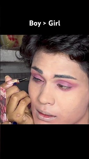 Boy to Girl Transformation 😱 | Male to Female Makeup Glow Up | लड़का से लड़की मेकअप #shorts