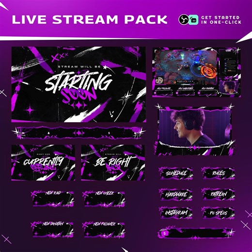 Animated Raged Stream Package: Bold Purple Glitch Theme for Twitch, OBS, and Streamlabs - Etsy