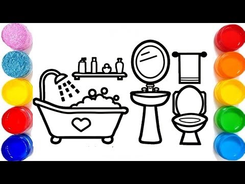 How To Draw A Bathroom | Easy Bathroom Drawing Step By Step | Drawing & Coloring For Kids & Toddlers