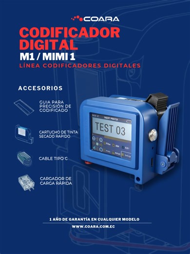 Codificador inkjet marca información variable como fechas de vencimiento, números de lote, códigos QR y logos en productos o empaques. Contamos con insumos como cartuchos, solventes, etc. Ofrecemos garantía y mantenimiento técnico especializado. Para más información: 0983037340 / 0983504688. #codificacion #coaraecuador #coarasangabriel