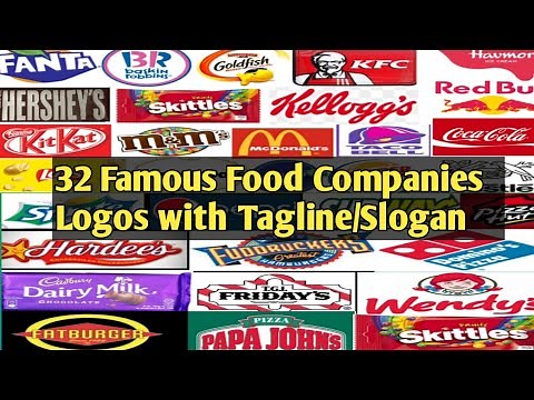 32 food company's logos with Tagline #famous food company/product tagline/slogan|GK/quiz on tag-logo
