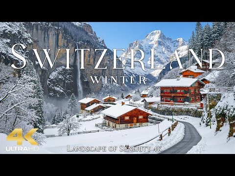Switzerland 4K | Alpine Winter Dreams – Frosty Forests, Swiss Cabins & Snowfall Serenity