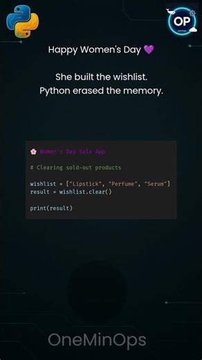 She Cleared Her Wishlist… Python Returned Nothing 😳 #python #shorts