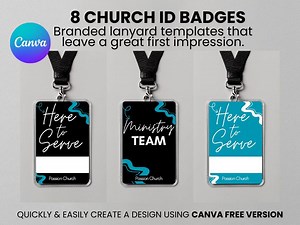 Church Volunteer ID Badge Template | Editable Canva Lanyard 3x4'' - Etsy