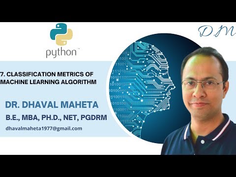7. Classification Metrics of Machine Learning Algorithm in Python || Dr. Dhaval Maheta