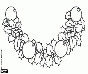Beautiful Christmas garland coloring page printable game