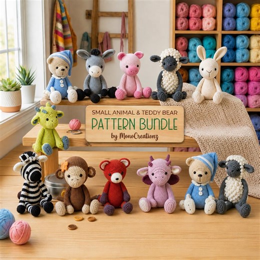 Amigurumi Animal Crochet Pattern Bundle: Teddy Bear, Bunny, Zebra, Giraffe (PDF Download) - Etsy