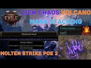 PoE 2 Build - VOLCANO MANASTACK LICH - Molten Strike of the Zenith dans poe 2