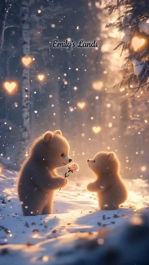 17K views · 3.5K reactions | Capture the essence of winter romance with this enchanting scene! ❄️ Two adorable bears share a tender moment under a heart-filled canopy, illuminating a snowy backdrop. ✨ What do you think of this magical winter wonderland? Did this warm your heart?  #WinterWonder #BearLove #HeartWarm #MagicalMoments #EnchantedWinter #CuteAnimals #LoveIsInTheAir #RomanticScene #NatureLovers #emilylands | Emily's Land Ana Rotaru | Facebook