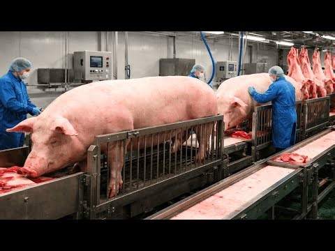 Millions of pigs are raised and processed into sausages in factories.