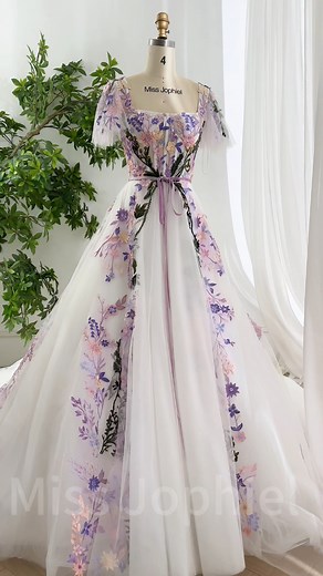 158K views · 3.1K reactions | Making a corset floral embroidery lavender ivory long wedding dress, bridal gown. We always accept custom orders. #dress #gown #fashion #prom #promdress #bridalgown #wedding #weddingdress #elegant #bridaldress #fashiongram #fashiondesigner #vestidos | Miss Jophiel | Facebook