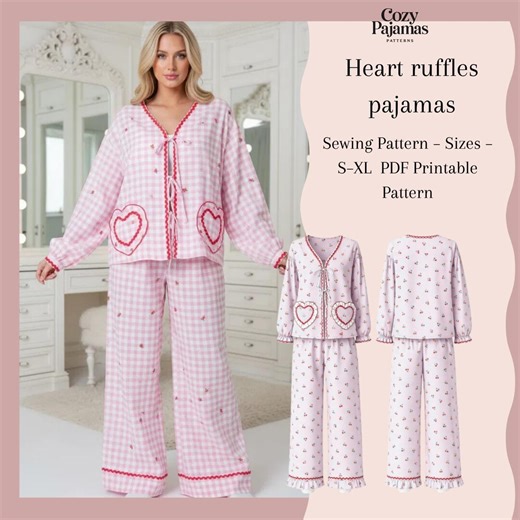 Cozy Women’s Pajama Pattern PDF | Tie Front Pajama Top & Elastic Waist Pants Sewing Pattern - Etsy