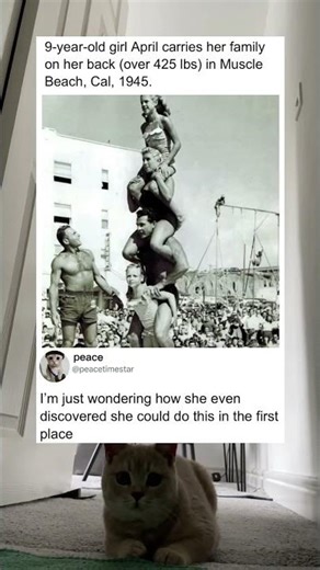Girl carries multiple people stacked on her back