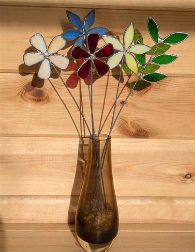 Stained Glass Flowers, Flower Bouquet, Everlasting Flowers, Gift for Her, Valentine Day - Etsy