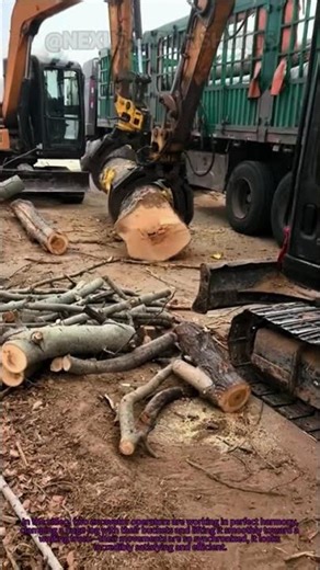 Excavator Teamwork! Lifting Logs Onto Truck With Perfect Sync
