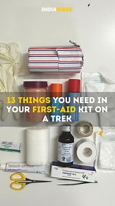 Here is a handy list of 13 things to carry in your personal first aid kit. ➡️Save this for future reference and also share it with your friends. We recommend every trekker to carry a small first aid kit on their trek with some basic medicines and first aid essentials in case you need to help yourself for a cut or a bruise. These things will help with it. Even though our trek leaders will carry a more sophisticated medical kit with a lot of medicines and emergency requirements, the things shown i