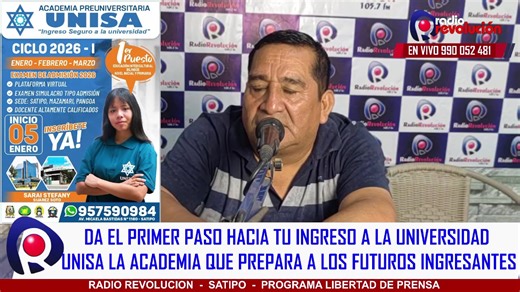 🥇 ¡INSCRÍBETE EN EL CICLO SUPERINTENSIVO UNISA 2026! 🤩 🔴 ¿Ya tienes claro que carrera estudiar? 🔥 Da el primer paso hacia tu ingreso a la universidad, UNISA la academia que prepara a los futuros ingresantes de todas las áreas. 💪✨ ¡Empieza hoy a construir tu camino al éxito! ✍️🧠📖 🎯 ÁREAS DE PREPARACIÓN: 🅱️Ingenierías 🅲 Letras 📅 Inicio de clases: 05 Enero 2026 📲 Informes e inscripciones: 📞 Satipo 930 996 980 📞 Mazamari 946 556 192 📞 Pangoa 927 174 140 👉 http://wa.me/51957590984 💪 