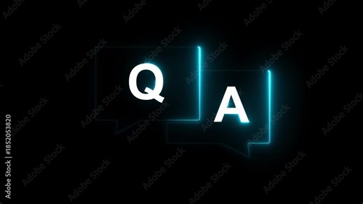 q and a question and answer animated session icon neon 4k screen Animated. Question and Answer the letters Q and A. Speech bubbles with Question and Answer icon animation on black background
