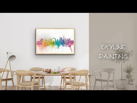 EASY London Skyline Acrylic Painting with Iridescent Paint