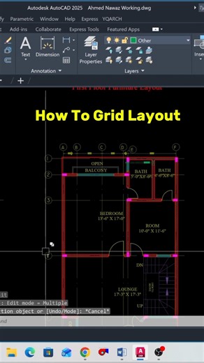 Fast Way To Create Grid Layout In AutoCAD #autocad #trending #ytshorts #viral #architecture
