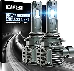 BEAMTECH 9006 Bulbs, HB-4 Fog Light, G-XPower Chips 500% Brighter Plug and Play, Pack of 2